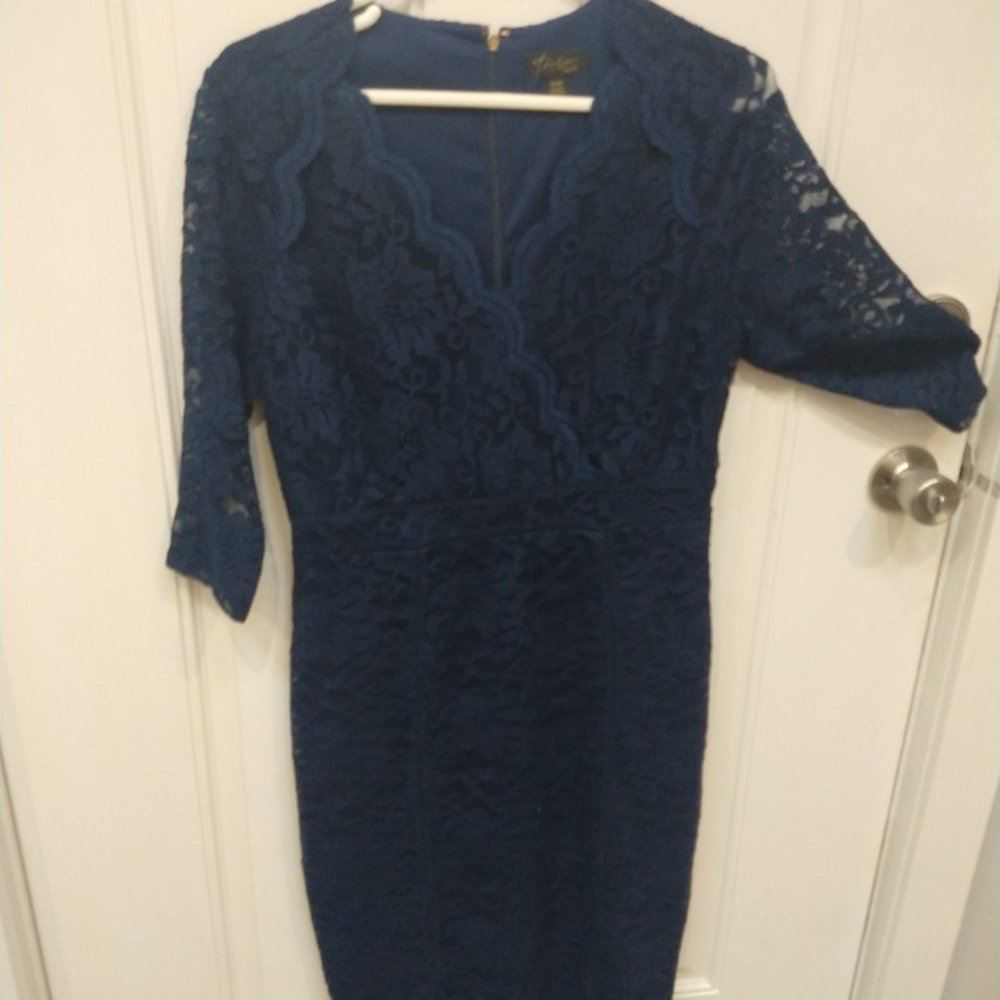 Royal blue sheath lace dress. Size M